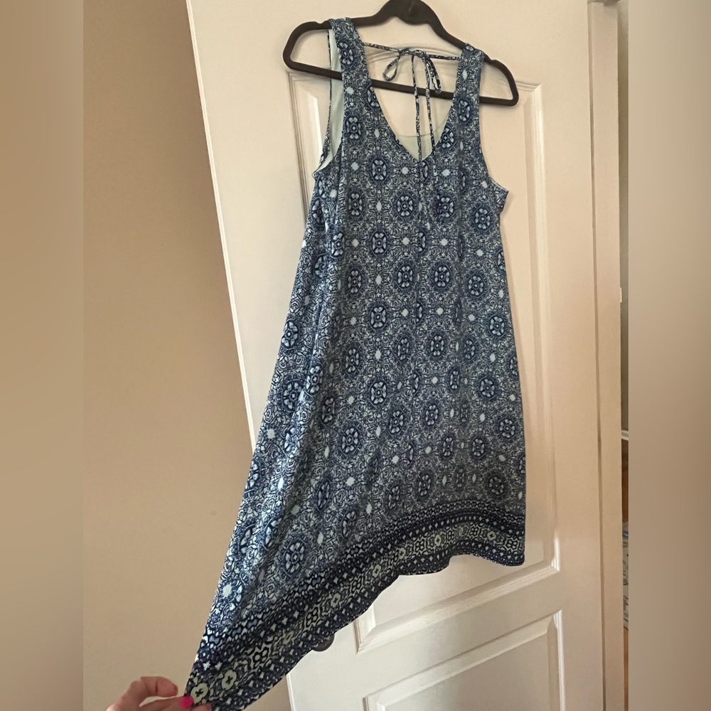 Bobeau Designer Brand Sleeveless Lined Smoky Blue Summer Dress Size Medium - Picture 2 of 14